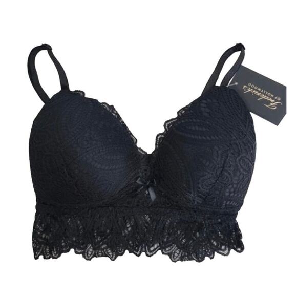 NWT! Frederick's of Hollywood Finley Black Lace Padded Bralette Bra Sz M - Picture 4 of 6